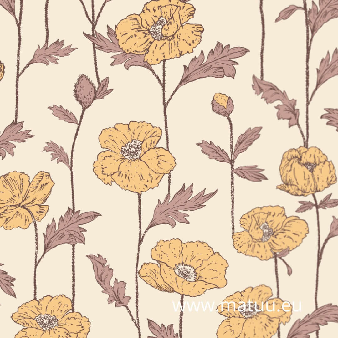 Retro poppy flower - wallpaper