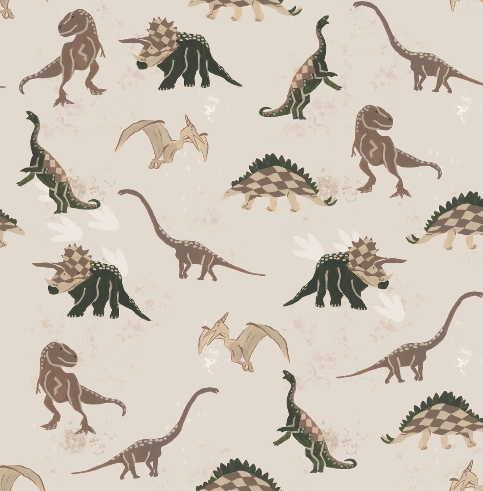 Behang - Retro dinosaurussen patroon | Matuu