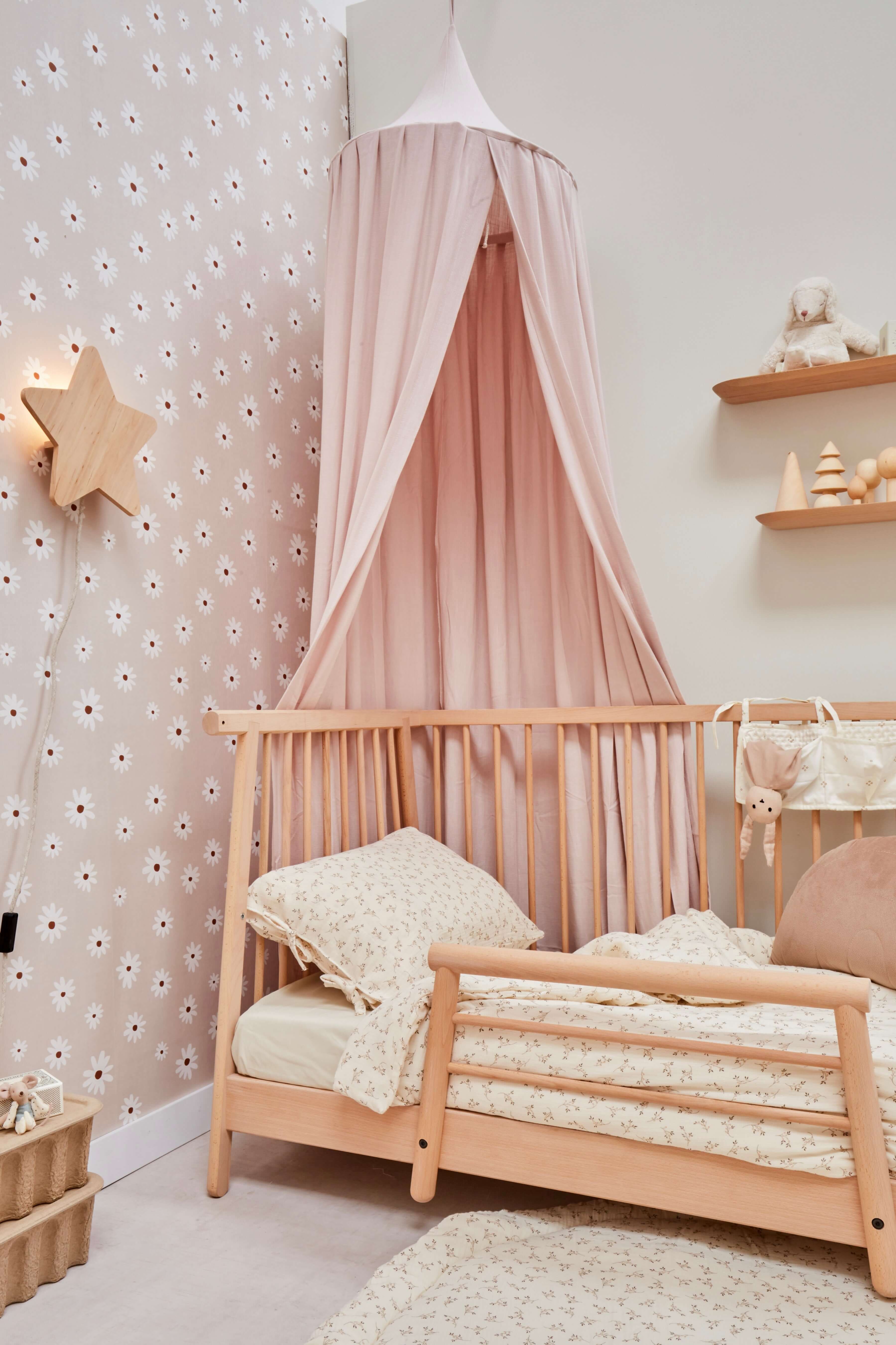 Blush pink shop bed canopy