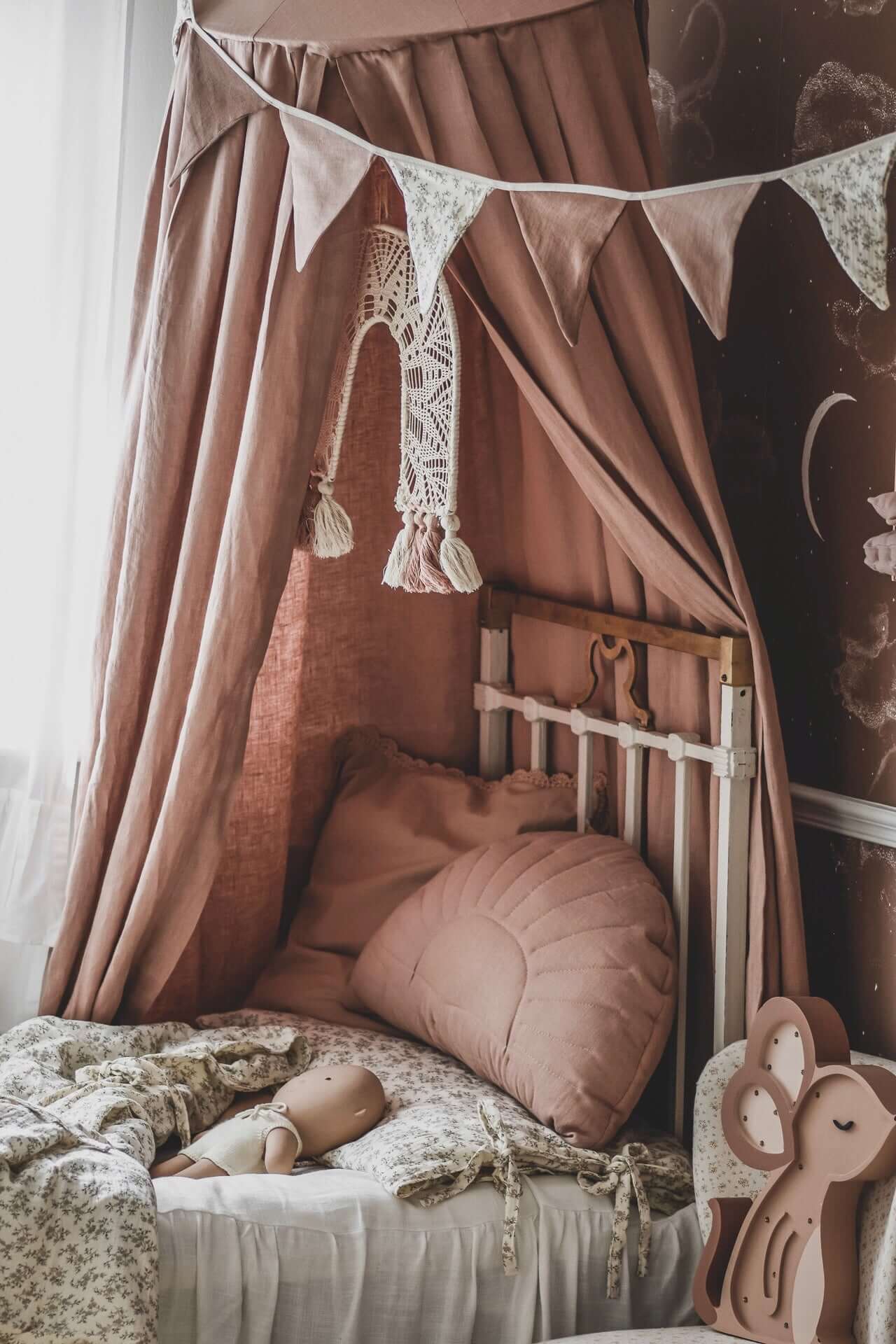 Bedhemel - Roze linnen retro style | Matuu