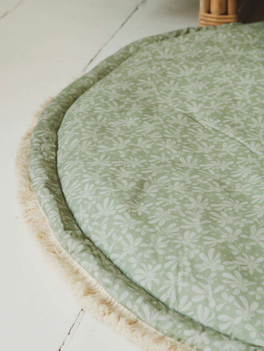 Boxkleed / Speelkleed - Groene barbessen botanical patroon | Matuu