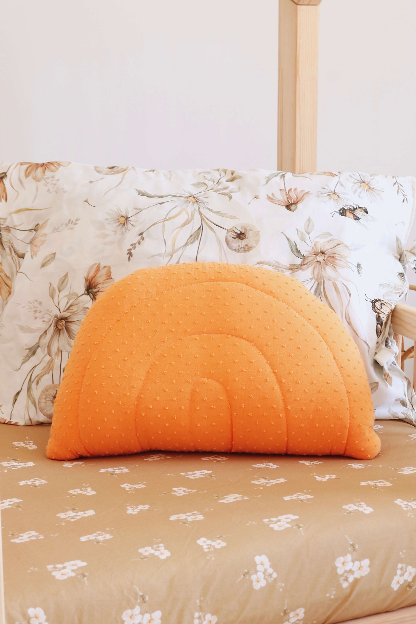 Matuu - Papaya pillow - orange rainbow muslin pillow