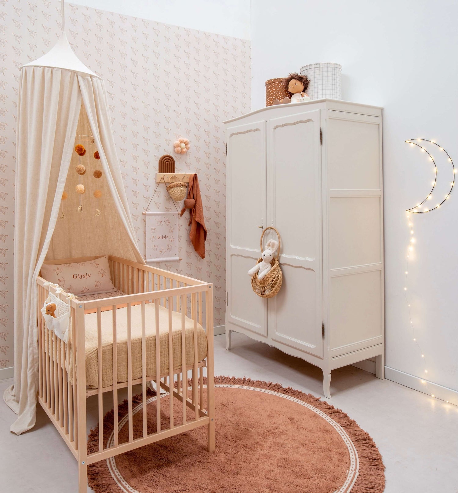 Bedhemel van naturel linnen - beige bedhemel | Matuu
