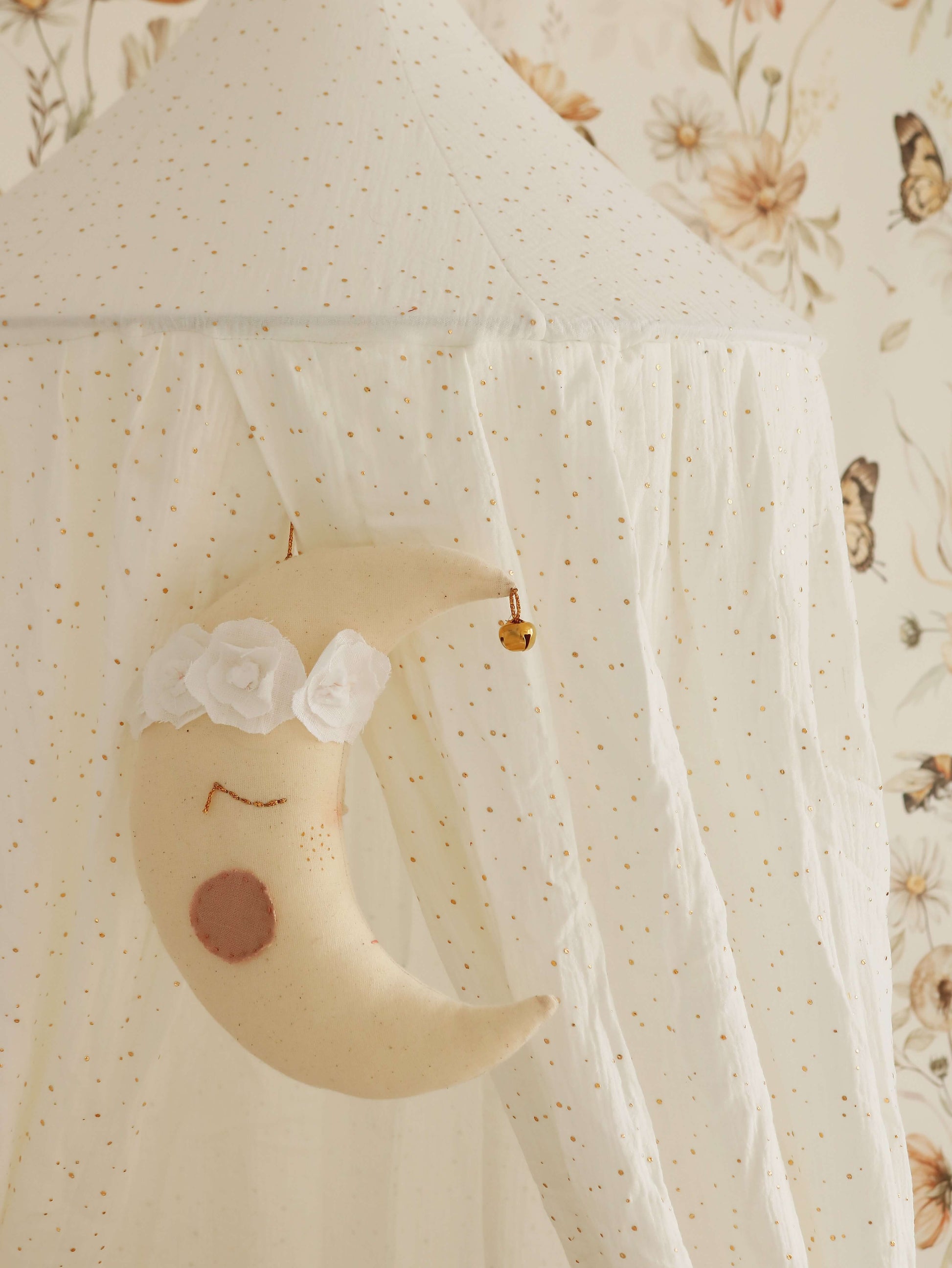 Matuu - Cream with gold dots canopy - bed canopy, bedhemel