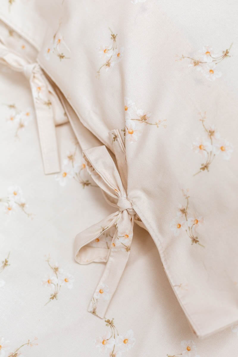 Matuu - Ecru small flowers - bedding set, duvet cover, case pillow