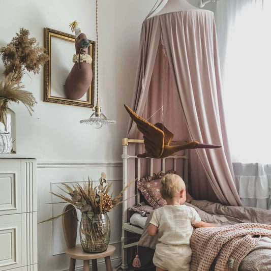 Matuu - “Crystal rose” linen canopy - light pink bed canopy, bedhemel